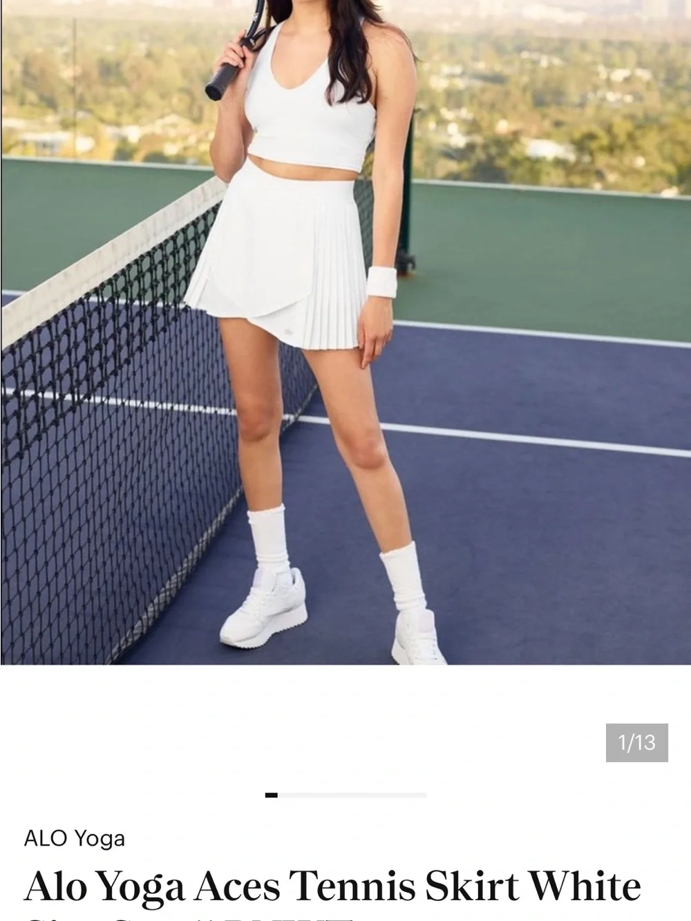 ALO Yoga Aces White Pleated Tennis Skirt Skort Pockets underneath S